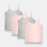 Super Saver 'Maya' Girls Camisole 4 Pack I Non Padded I In-built Bra I Breathable 4-Way Stretch Premium Cotton I Full Coverage I 8-16 Years