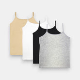 Super Saver 'Maya' Girls Camisole 4 Pack I Non Padded I In-built Bra I Breathable 4-Way Stretch Premium Cotton I Full Coverage I 8-16 Years