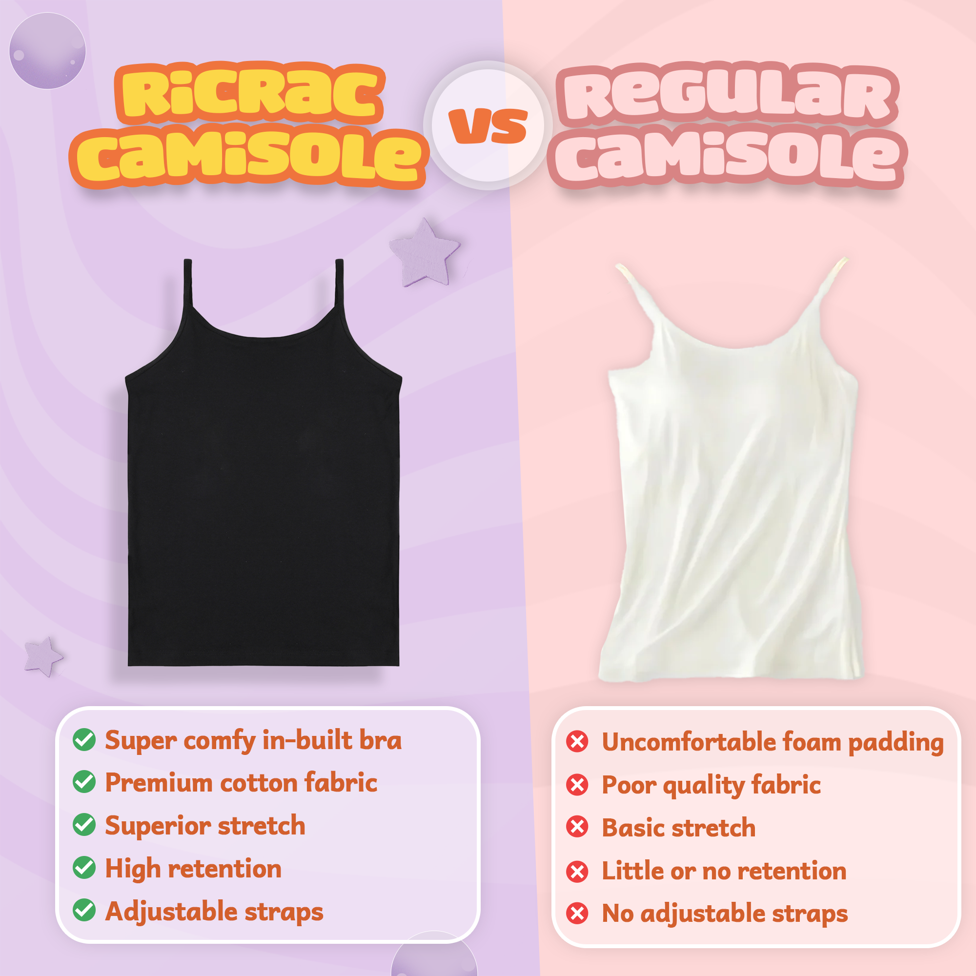 'Maya' Girl’s Camisole | In-built bra | Premium Cotton | Non Padded | Full Coverage | 8 - 16 Years