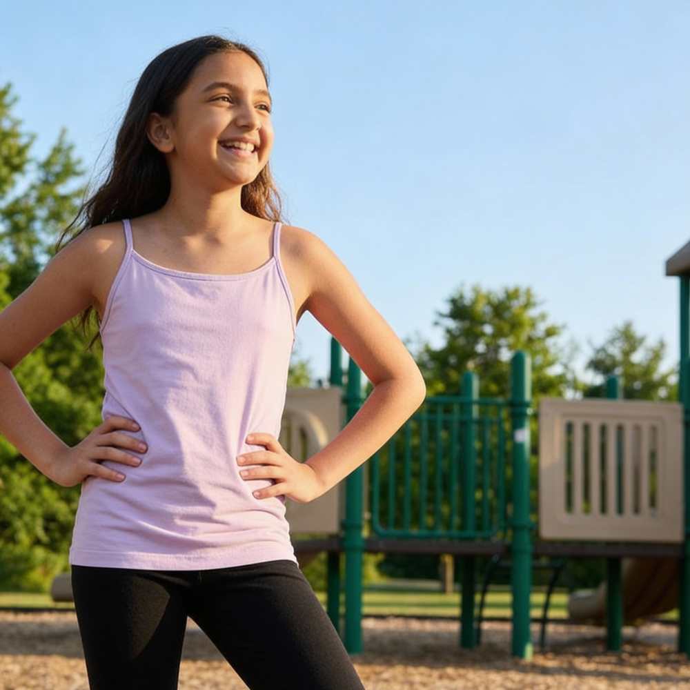 'Maya' Girl’s Camisole | In-built bra | Premium Cotton | Non Padded | Full Coverage | 8 - 16 Years