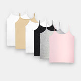 Super Saver 'Maya' Girls Camisole 6 Pack I Non Padded I In-built Bra I Breathable 4-Way Stretch Premium Cotton I Full Coverage I 8-16 Years